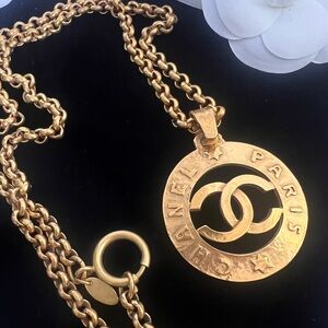 Chanel Vintage Gold Plated Large Medallion Necklace